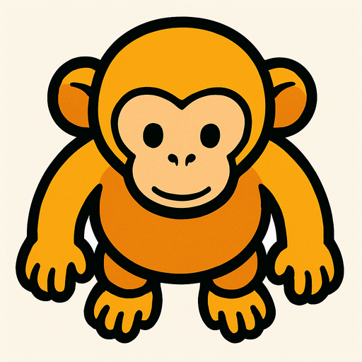 yellow monkey top view.
In-Game asset.  2d.  High contrast.  No shadows