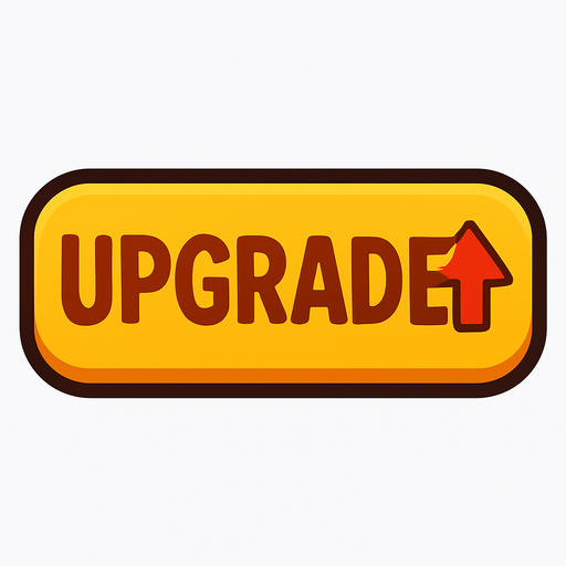 a 2d upgrade button png.
In-Game asset.  2d.  High contrast.  No shadows