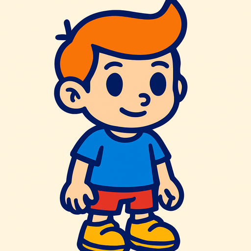 A boy.
In-Game asset.  2d.  High contrast.  No shadows