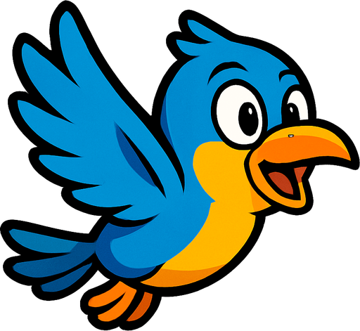 ave volando version caricatura.
In-Game asset.  2d.  High contrast.  No shadows