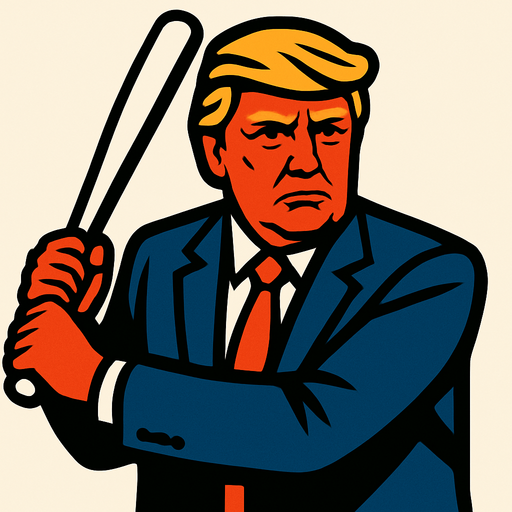 donald trump con bate de beisbol.
In-Game asset.  2d.  High contrast.  No shadows