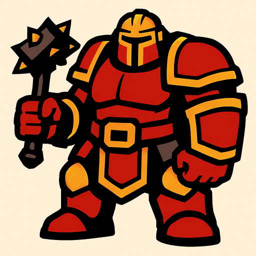 bulky warrior like a tank.
In-Game asset.  2d.  High contrast.  No shadows