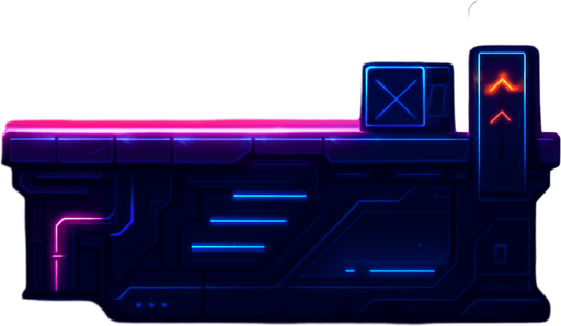 Neon cyberpunk futuristic glowing side-view 2d platformer style platform flat top