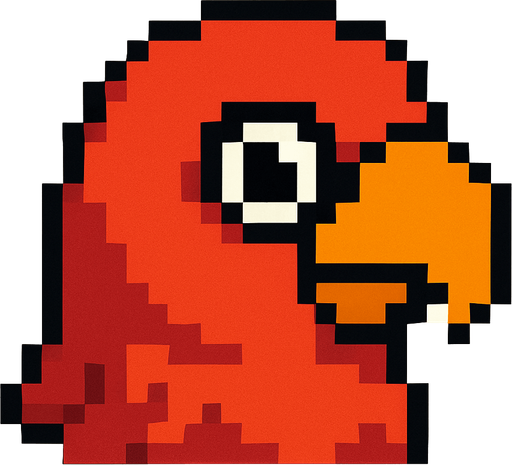 a pixel bird head.
In-Game asset.  2d.  High contrast.  No shadows