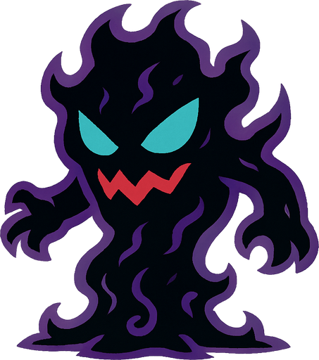 Eco oscuro personificado como un enemigo.
In-Game asset.  2d.  High contrast.  No shadows