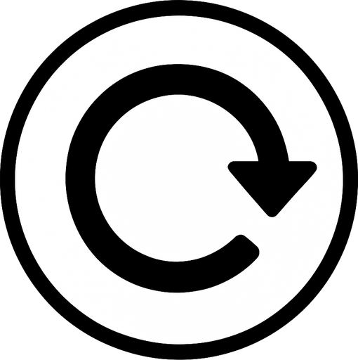 white restart button but no have text.
In-Game asset.  2d.  High contrast.  No shadows