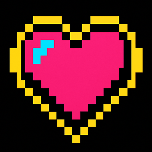 A VERY COOL PIXEL HEART.
In-Game asset.  2d.  High contrast.  No shadows