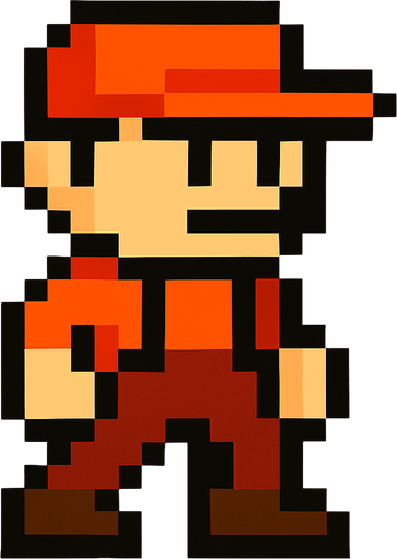 pixel player.
In-Game asset.  2d.  High contrast.  No shadows