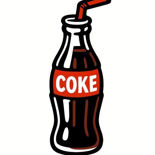 Coke bottle with straw.
In-Game asset.  2d.  High contrast.  No shadows