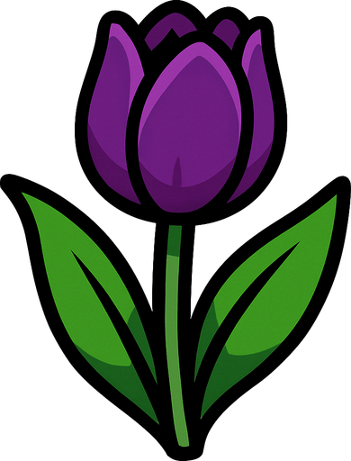 Purple tulip.
In-Game asset.  2d.  High contrast.  No shadows