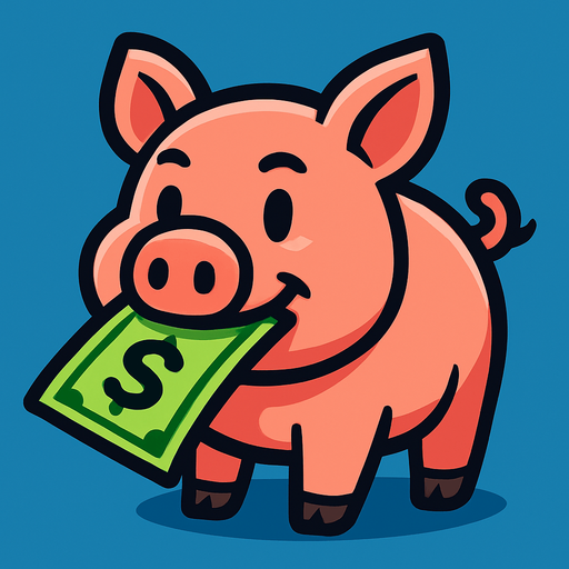 Pig with dollar in mouth.
In-Game asset.  2d.  High contrast.  No shadows