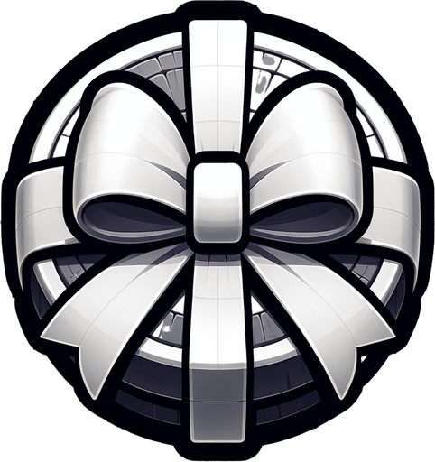 Top view of a round gift box with a ribbon Single Game Texture. In-Game asset. 2d. Blank background. High contrast. No shadows.
