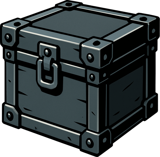a steel box.
In-Game asset.  2d.  High contrast.  No shadows