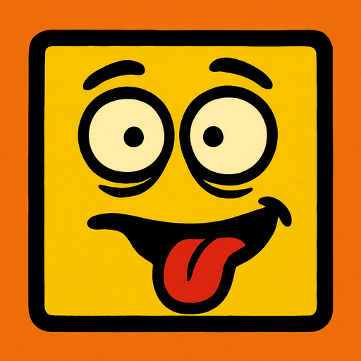 Funny square face looking like an idiot yellow.
In-Game asset.  2d.  High contrast.  No shadows