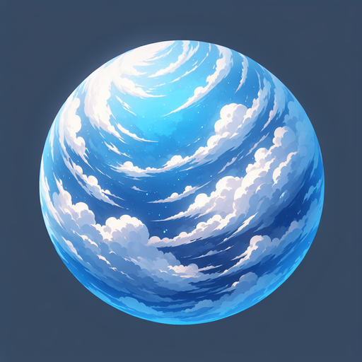 Agrega una esfera que dentro contenga un cielo.
Single Game Texture.  In-Game asset.  2d.  Blank background.  High contrast.  No shadows