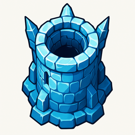 torre de hielo desde arriba.
In-Game asset.  2d.  High contrast.  No shadows
