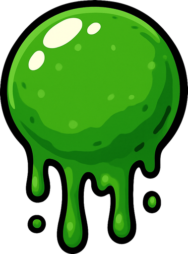Yesil top halinde tukuruk.
In-Game asset.  2d.  High contrast.  No shadows
