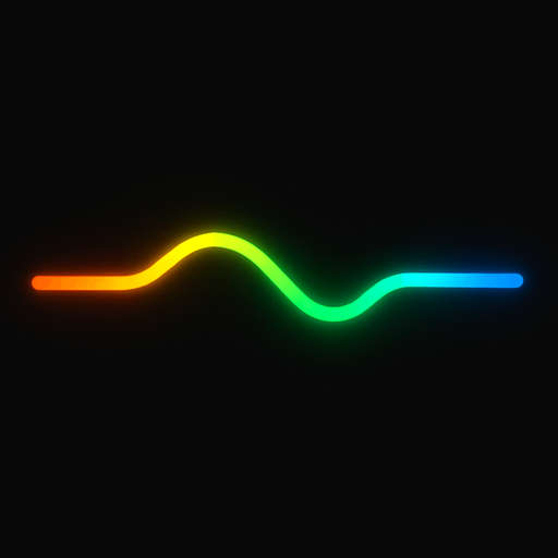 light neon orange yellow green and blue line.
In-Game asset.  2d.  High contrast.  No shadows