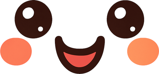 A cute face with cute smile.
In-Game asset.  2d.  High contrast.  No shadows