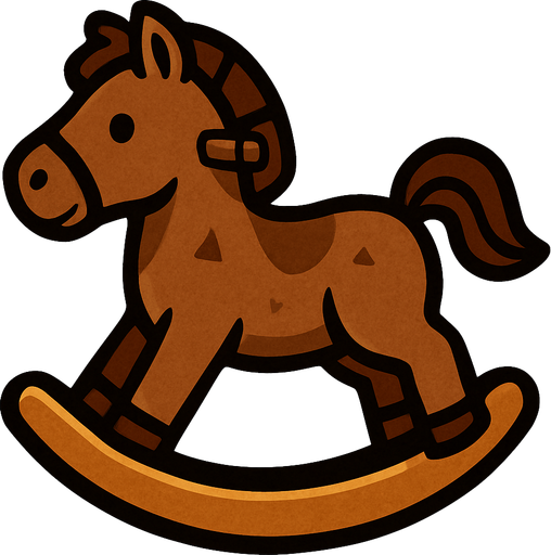 Brown rocking horse.
In-Game asset.  2d.  High contrast.  No shadows