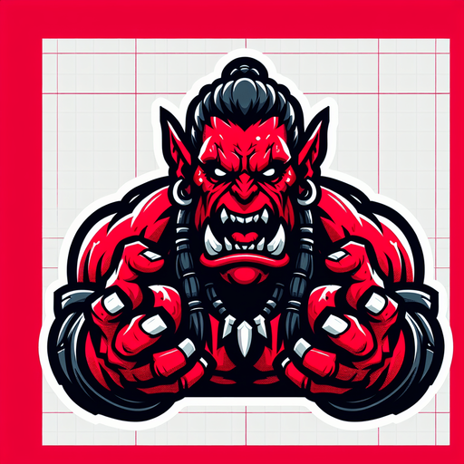 red orc scarry taunt put hands up

Single Game Texture.  In-Game asset.  2d.  Blank background.  High contrast.  No shadows