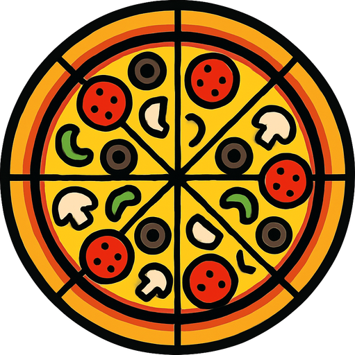 Pizza.
In-Game asset.  2d.  High contrast.  No shadows