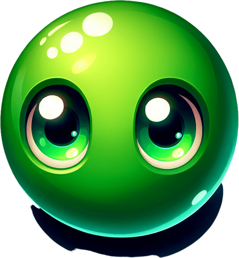 Make A Topdown Green Ball With Eyes.
Single Game Texture.  In-Game asset.  2d.  Blank background.  High contrast.  No shadows