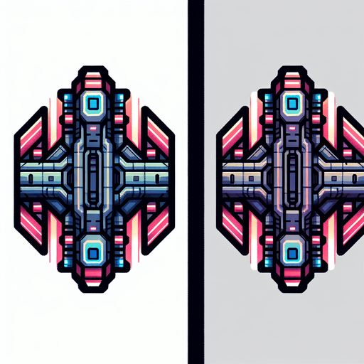 double sided space ship. symetrical.
Single Game Texture.  In-Game asset.  2d.  Blank background.  High contrast.  No shadows, color, neon