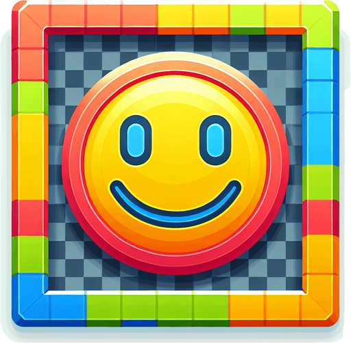Simple flat icon, 200x200pixels, one bright color smiley with border. No shadows, top down view, transparent background.
Single Game Texture. In-Game asset. 2d. Blank background. High contrast. No shadows.