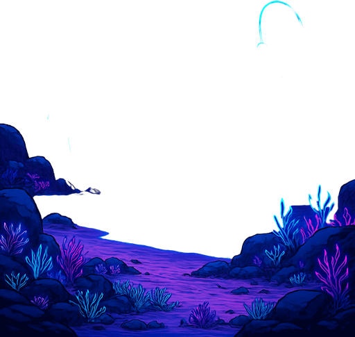 neon cyberpunk manga seaside biome  ocean beach holograms projections cyber deep sea background scene large hd overworld futuristic side platformer bg sea floor coastal