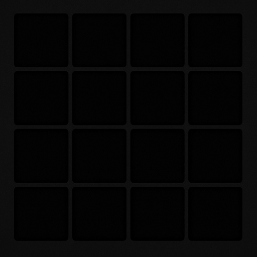 4x4 grid no emoji no text , dark,black,shadow.
In-Game asset.  2d.  High contrast.  No shadows