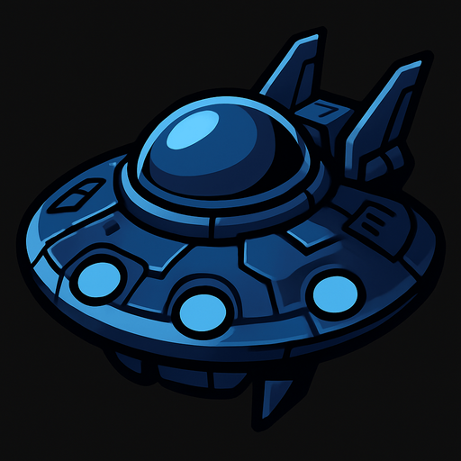 A navy blue alien ship. 
In-Game asset.  2d.  High contrast.  No shadows
