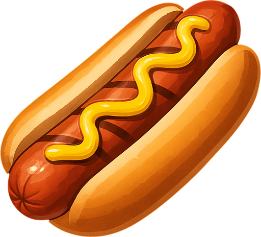 A realistic hotdog.
In-Game asset.  2d.  High contrast.  No shadows