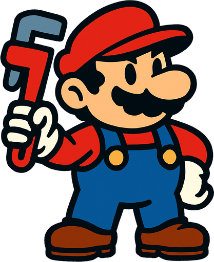 mario like plumber.
In-Game asset.  2d.  High contrast.  No shadows