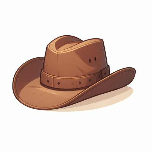 A cowboy hat.  Full side profile. Cartoon..
Single Game Texture.  In-Game asset.  2d.  Blank background.  High contrast.  No shadows