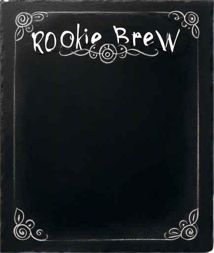 Text "ROOKIE BREW" handwritten in chalk