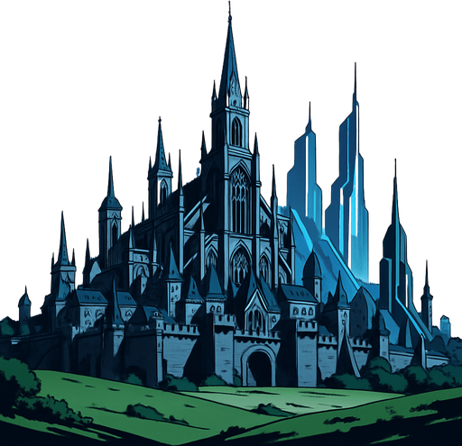 anime image realistic ghotic medieval futuristic landscape from distance add clear blue sky day
In-Game asset.  2d.  High contrast.  No shadows.
In-Game asset.  2d.  High contrast.  No shadows