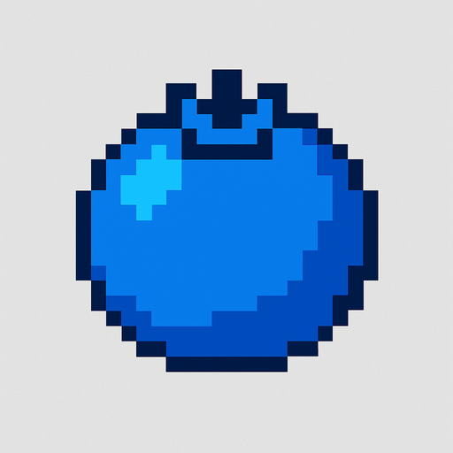 Blueberry 8 bit.
In-Game asset.  2d.  High contrast.  No shadows