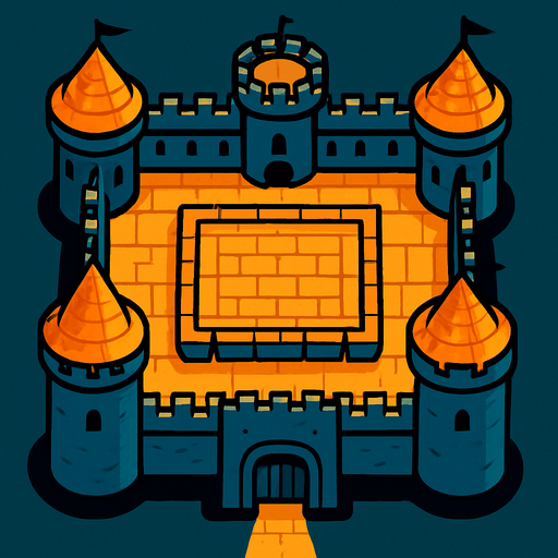 castillo desde arriba.
In-Game asset.  2d.  High contrast.  No shadows