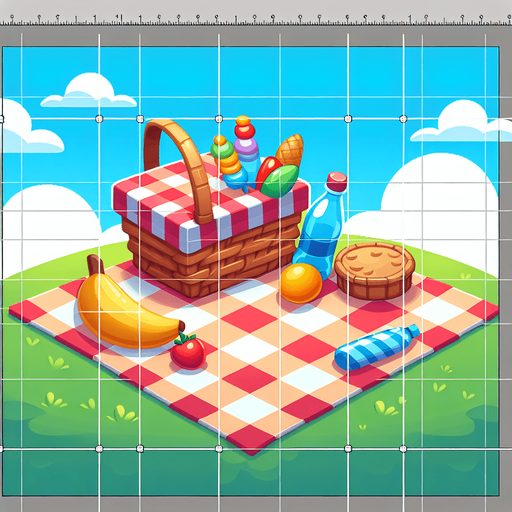 picnic bg.
Single Game Texture.  In-Game asset.  2d.  Blank background.  High contrast.  No shadows