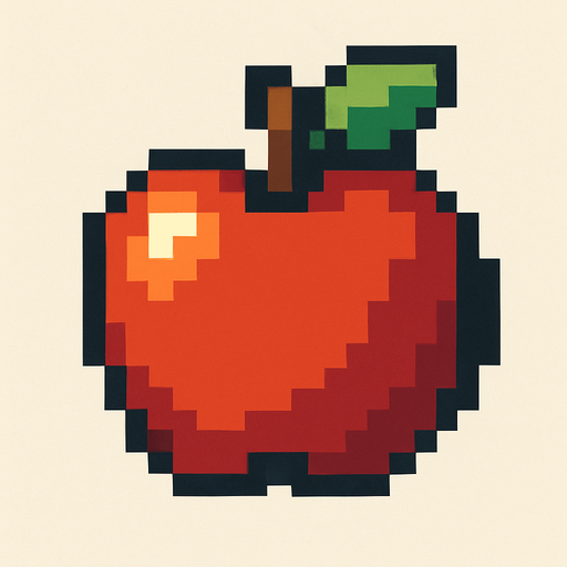 apple, pixelart.
In-Game asset.  2d.  High contrast.  No shadows