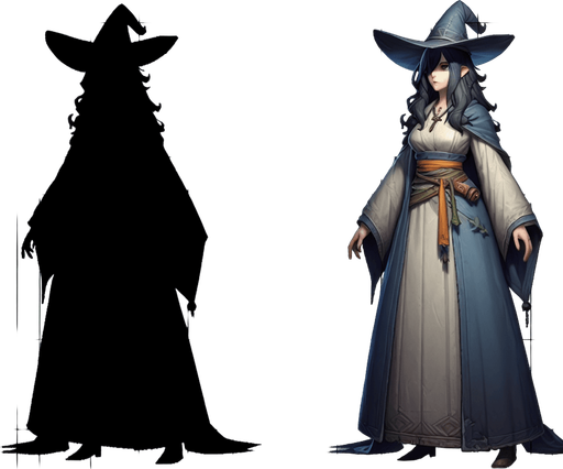 Witch
Single Game Texture. In-Game asset. 2d. Blank background. High contrast. No shadows.