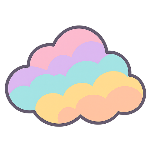 nuage pastel.
In-Game asset.  2d.  High contrast.  No shadows