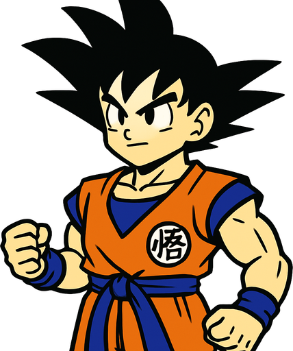 Goku.
In-Game asset.  2d.  High contrast.  No shadows