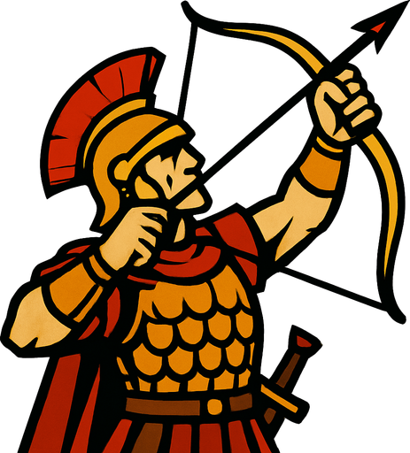 Roman Archer Aiming High.
In-Game asset.  2d.  High contrast.  No shadows