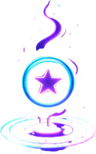 Neon cyberpunk button icon magic spell effect 3d hologram