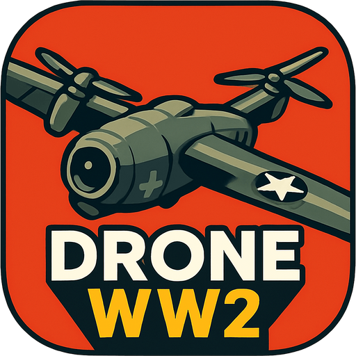 Modern App Store icon, high definition, square with rounded corners, for a game titled "Drone WW2".
In-Game asset.  2d.  High contrast.  No shadows