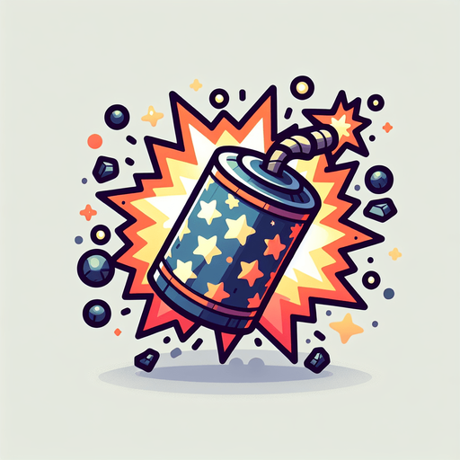 a magic crackers boom effect.
Single Game Texture.  In-Game asset.  2d.  Blank background.  High contrast.  No shadows