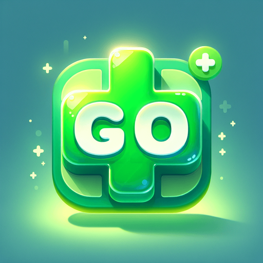 Design a 2D UI element for a cute and lively text graphic that says 'GO.' The text should be bold and bubbly, with a soft, rounded font in a bright, cheerful green to indicate life and healing. The background features a large, semi-transparent green plus sign, subtly glowing and radiating a gentle, rejuvenating energy. The 'GO' text is prominently centered, with a slight 3D effect and playful highlights to make it pop, exuding a sense of positivity and vitality. The overall design is clean, minimal, and adorable, perfect for a hyper-casual mobile game..
Single Game Texture. In-Game asset. 2d. Blank background. High contrast. No shadows.