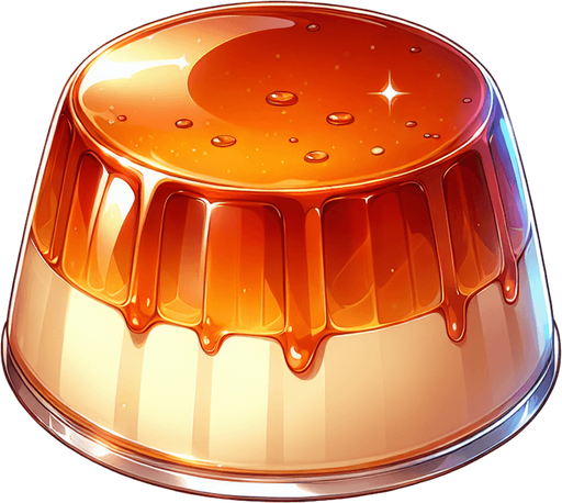 flan pudding, shiny, anime

Single Game Texture. In-Game asset. 2d. Blank background. High contrast. No shadows.
